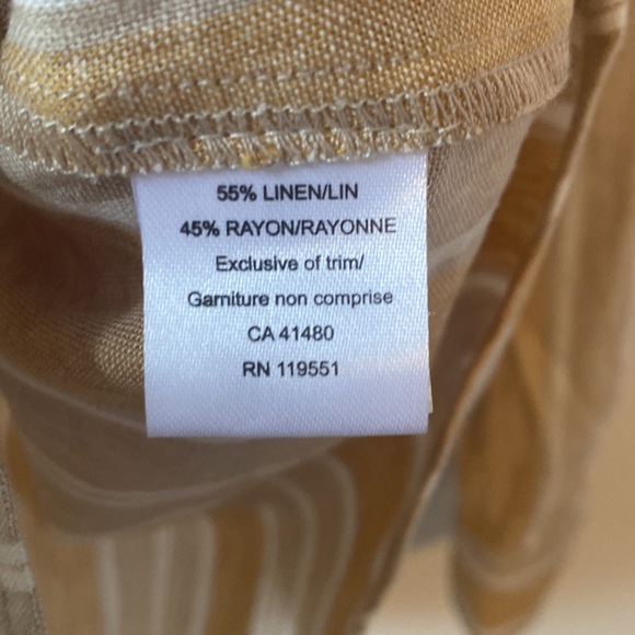 Gentle Fawn Women’s Yellow Mustard Vertical Stripe Button Down Linen Top - Picture 5 of 7